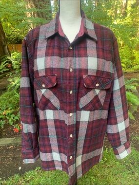 High Sierra Men’s Vintage Burgundy Plaid Button-Down Shirt